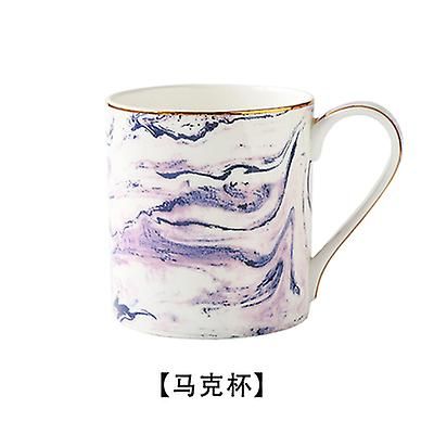 Bone China Food Plate Guld indlæg Middagsret Nordisk marmor Bøf Plader Hjem Service Kop Keramisk Kaffe Mælkekrus Drop Shipping