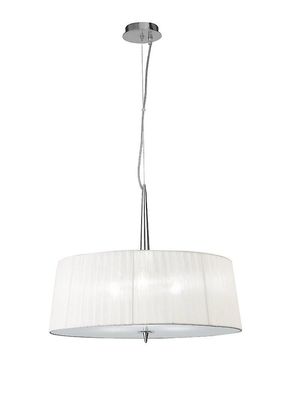 Inspired Lighting Loewe Cylindrisk loft vedhæng 3 lys E27, poleret krom med hvid skygge