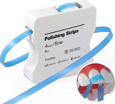 Hammashiomapaperi, hampaiden kiillotusliuskat, kiillotusliuskat, hampaiden hiomapaperi, hienot mitat - 4 mm leveä - 6 m/rulla/laatikko, kiillotusty...