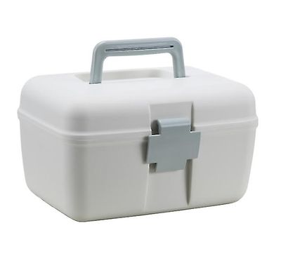 Coosilo Multifunktionel medicin kabinet Husstand Bærbar Bærbar Medicin Dobbelt-lags Opbevaring Box blå 24.5x18.5x14.5cm