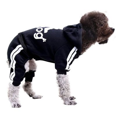 Witdreamer 4 ben Kæledyr Hundetøj Kat Hvalpefrakke Sport Hættetrøjer Varm sweater Jakke Tøj Sort XS