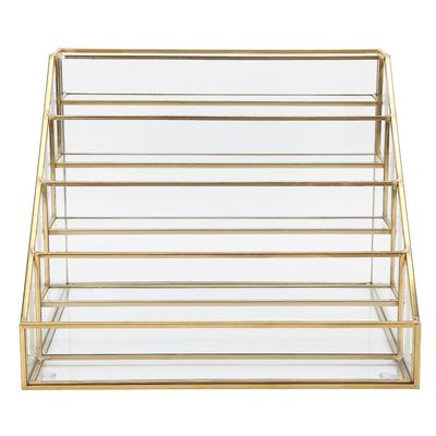 Kynsilakan näyttöteline monikerroksinen pöytähylly lasi kuparinen huulipunan näyttöpidike (t)