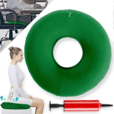 Istuinrengas häntäluun jälkeen, ortopedinen istuintyyny peräpukamien hoitoon, puhallettava rengastyyny pumpulla, kovuus säädettävä