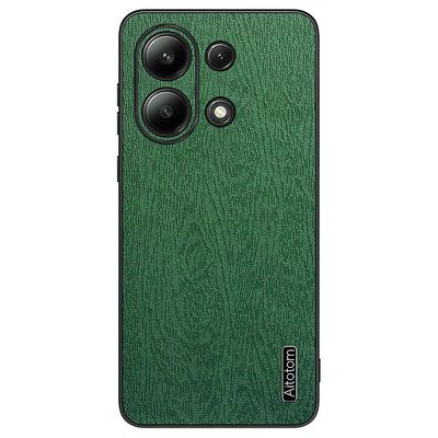 Xiaomi Redmi Note 13 4G kotelo puu tekstuuri nahkapäällysteinen PC + TPU puhelimen kansi - vihreä