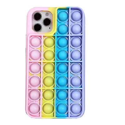 Coosilo Regnbuefarve silikone æbleskal, med klem legetøj til Iphone 12/12 Pro pink lilla