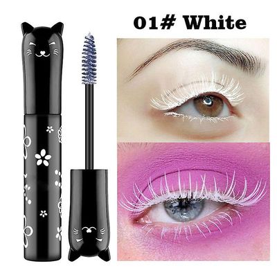 2stk Farverig Mascara Vandtæt Farve Øjenvipper Makeup 3d Fiber Lash Forlængelse hvid