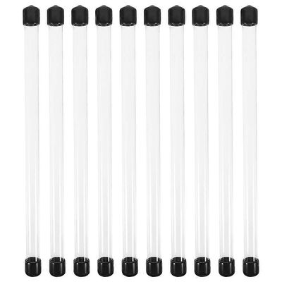 Kirkas jäykkä muoviputki tee-se-itse-tee-siihen, jossa on akryyli-PC:stä valmistetut mustat korkit varastointiin ja askarteluprojekteihin 10kpl Läp...