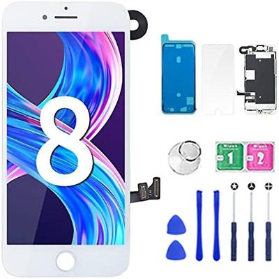 yhteensopiva IPhone 7 8 Plus Full Set Display -yhteensopiva iPhone 6s 6plus 6splus -näyttö LCD, jossa etukamera + puhelinvastaanotin 8 Valkoinen