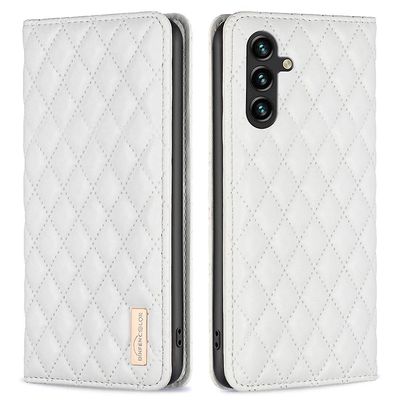BINFEN FARGE For Samsung Galaxy A15 4G Case BF Style-16 kortholder Leather Telefon Cover Hvit