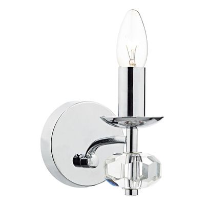Dar Lighting Oleana Candle Single Wall Light Poleret Kromkrystal