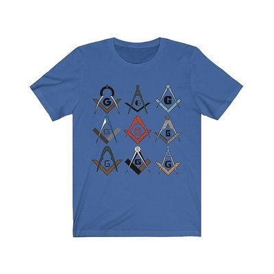Bricks Masons Firkantet og kompas symboler frimurerisk t-shirt Ægte kongelig L