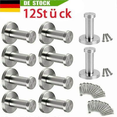 Pakkauksessa 12 vaatekoukkua, vaatekoukkua, ruostumattomasta teräksestä valmistettuja seinäkoukkuja, pyyheteline, kylpyhuonekäyttöön