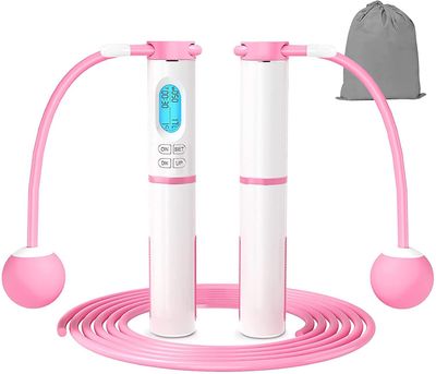 Linkrunning Sjippetov Bomuld Justerbar Springtov Vægtet jumprope til kvinderVoksen og børn Atletisk fitnessøvelse Jumping Rope (pink)