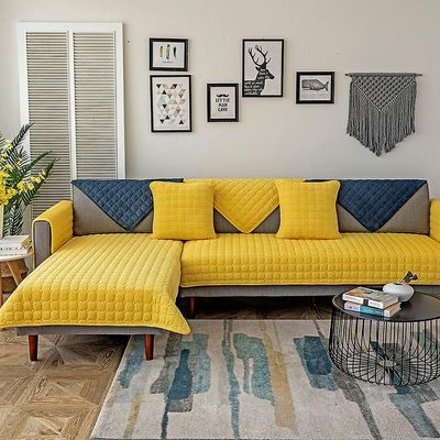 Tyk plys sofabetræk Europæisk Universal Sofa Håndklædebetræk Skridsikkert Sofabetræk Gul 110X180CM