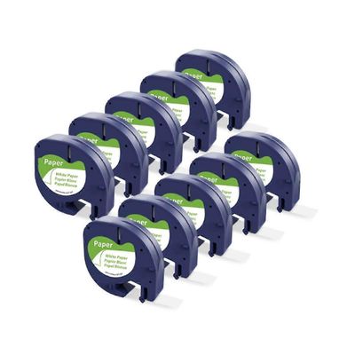 10kpl 91200 91330 tarranauha, joka on yhteensopiva LetraTag Plus LT100H LT100T QX50 täyttää mustan valkoisella