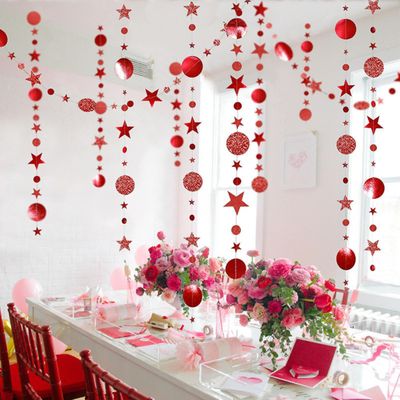 Hyvää joulukodin koristelua Twinkle Star Paper Garland Uudenvuoden joulukuusen koriste Punainen