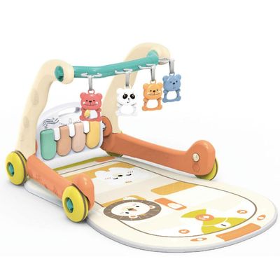 2 in 1 Baby Push Learning Walker pehmeällä matolla yövalonäppäimistö Muisc Lelu korkeussäädettävä vauvan työntökävelijä