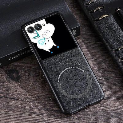 Unbrand Magsafe ohut iskunkestävä puhelinkotelo Motorola Razr 50 Razr 50Ultra nahka + kova PC-kuori erittäin ohut kansi Musta Razr 50 Ultra