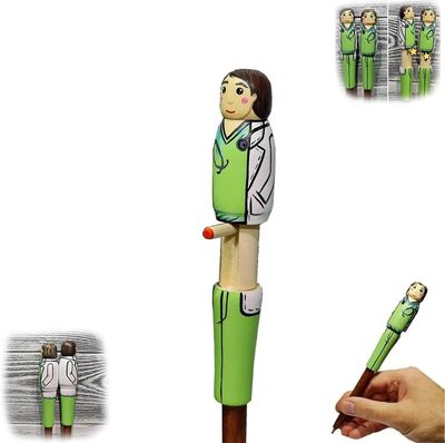 Fongwan Morsom Sykepleier / lege Pen Novelty Gift, Unik tre dukke kulepenn penner humoristiske stativ figurer Pen dekorasjon gaver til leger Mann
