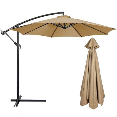 3m pyöreä puutarha päivänvarjo sateenvarjo ulkoterassi aurinkovarjo katos 3m 6/8x varsi 300cm x 8k Tan