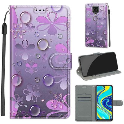 Foxdock Kompatibel med Xiaomi Redmi Note 9 Pro Lilla kronblade Mobil taske
