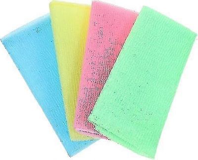 Nylon japanilainen kauneus ihon kylpy pesuliina/pyyhe (4) sininen, keltainen, vaaleanpunainen ja vihreä