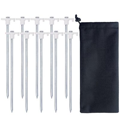 10pc-Pack Stål Ikke-Rust Udendørs Camping Familie Telt Pop Up Baldakin Stakes (Hvid)