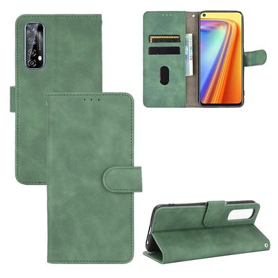Etui til Realme Narzo 20 Pro Cover Premium Læder Med Kortholder Flip Folio Magnetisk Etui Coque - Sort Grøn