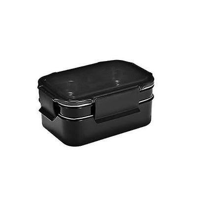 Bento boks rustfrit stål dobbelt mad boks børn picnic skole madkasse (sort) 82
