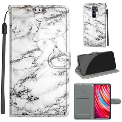 Foxdock Kompatibel med Xiaomi Redmi Note 8 Pro White Marble Mobile Case