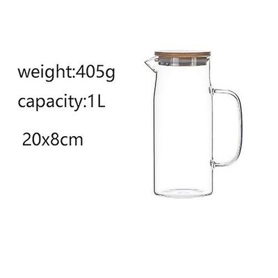 1000 ml/1500 ml fortykket glaskedel bambuslåg med filterdæksel, kan føjes til kedlen til juice og kaffe