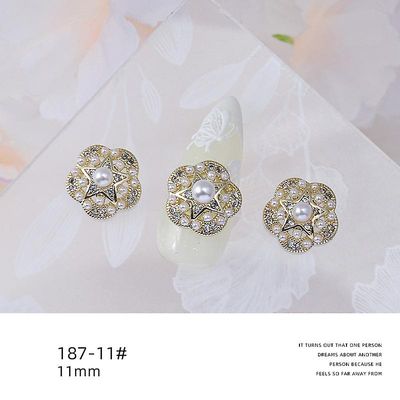 Zircon smykker Metal Pearl Bow Vedhæng Heart Diamond Nail Dekoration Materiale 18711