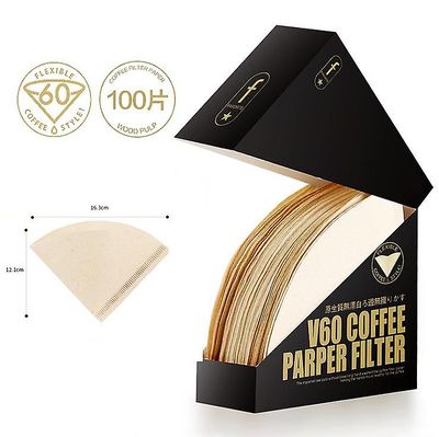 Yunshu V60 Papir kaffefiltre Størrelse 02 Naturlige ubleget 100 stk