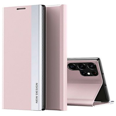 Samsung Galaxy S25 Ultra -kotelolle pudotusta estävä nahkainen puhelimen kuori jalustalla vaaleanpunainen Monivärinen Pink