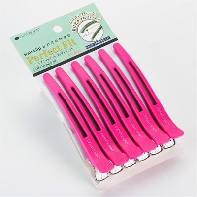6pcs Hair Clips Pro Salon Frisør klemmer Klip Gummi Hår sektionsopdelning Clip Hairpin Styling Tilbehør Pink