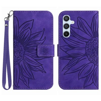 Samsung Galaxy S25+ -kotelolle auringonkukkapainatus nahkainen lompakko puhelimen kansi rannehihnalla