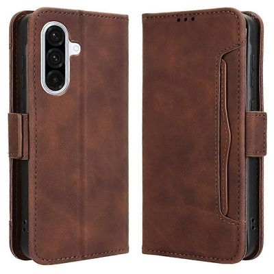 Samsung Galaxy A36 5G nahkakotelo puhelimen lompakon kansi, jossa on useita korttipaikkoja - ruskea Monivärinen Brown