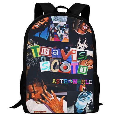Travis Scott reppu,3D-tulostus kannettavan tietokoneen reppu kevyt rento päiväreppu kirjalaukku monitoiminen matkareppu 16.1 X 11.8 X 4.5inches