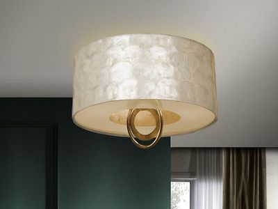 Schuller Lighting Schuller Edén - Semi Flush Loft Light Cylindrical, Guld, Black Leaf, Perlemor, 3x E27