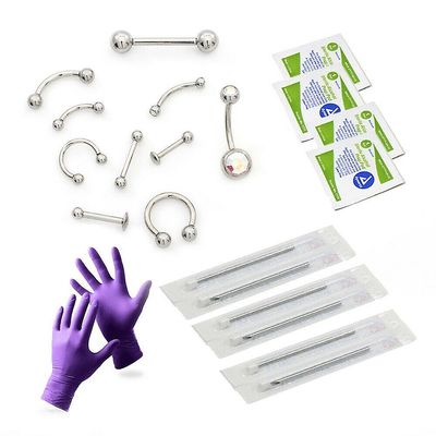BodyJewelryOnine Piercing kit 21 stykker for professionelt resultat internt gevind smykker