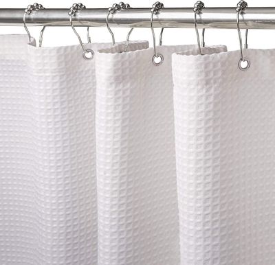 180x180cm (valkoinen) vohvelisuihkuverho muovirenkaalla homeenkestävä kangassuihkuverho kylpyammeelle