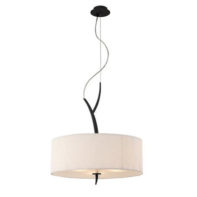 Inspired Lighting Eve Loft Vedhæng 3 Lys E27, Antracit med hvid rund skygge