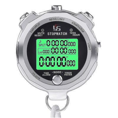 Barsinfi Stopwatch Metal Stopwatch Timer med baggrundslys, Multi-turn hukommelsesnumre