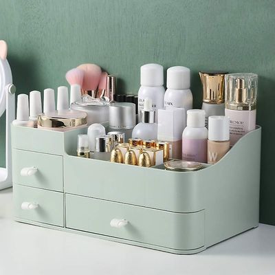 Eveltek Makeup Organizer For Forfængelighed, Stor Kapacitet Desk Organizer Med Skuffer Til Kosmetik Grøn