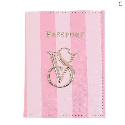 Signatur Stripete Kvinner Passport Holder Wallet Floral Card Case Pu Leather C