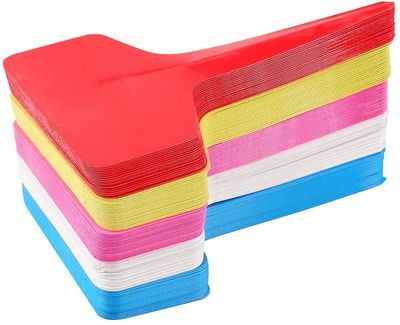 Linkrunning 100 stykker plast T-type plantemarkører og etiketter, 6 * 10 cm Genanvendelig vandtæt farverig havemærker (flerfarvet) Som vist As shown