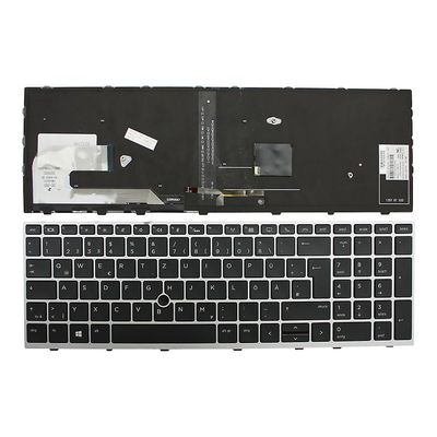 Keyboards4Laptops HP EliteBook 850 G5 med pointer sølvramme baggrundsbelyst sort tysk layout udskiftning laptop tastatur