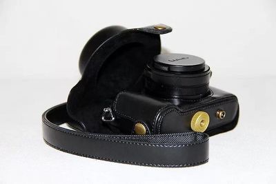 Pu Leather Case Bag For Panasonic Lx100 Lumix Lx100 DMC-LX100 kamera med lær skulderrem Leather Video Bag tilbehør Svart