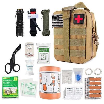 Ensiapupakkaus - Täydellinen sotilaallinen taktinen ensiapupakkaus, joka on koottu RANSKAAN CE-standardien mukaisesti + pieni pakkaus + olkahihna +...