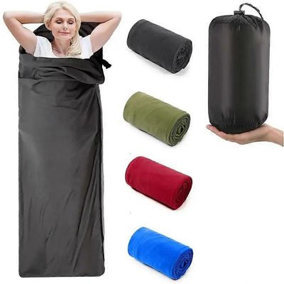 Fleece-makuupussi kannettava erittäin kevyt Polar-matkalakanat aikuisille Ulkotelttasänky Lämmin makuupussin vuori tummanharmaa